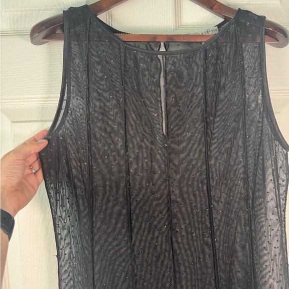 Vintage Sandra Darren Dark Romance Sheer Sparkle Overlay Twirl Dress Size 10 - Picture 2 of 8